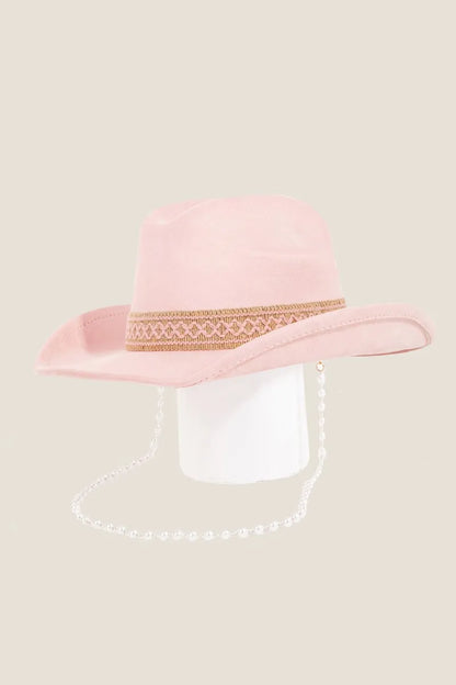 Ornate band cowboy hat — pink