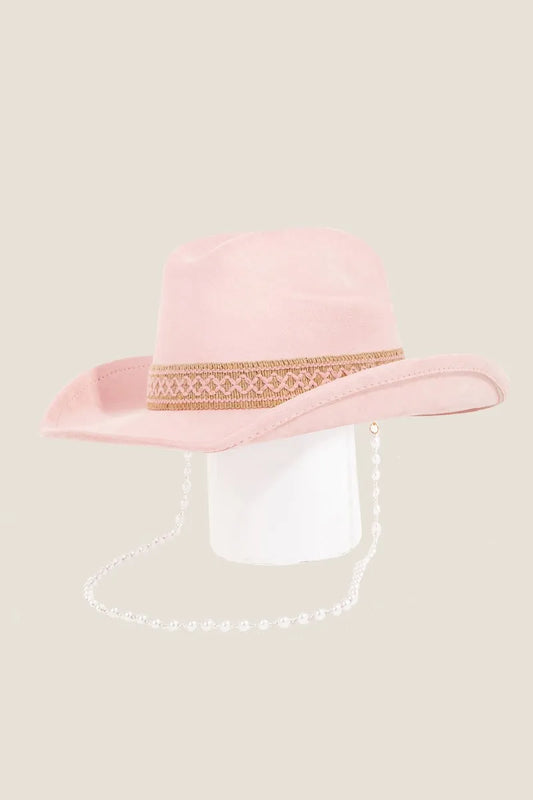 Ornate band cowboy hat — pink